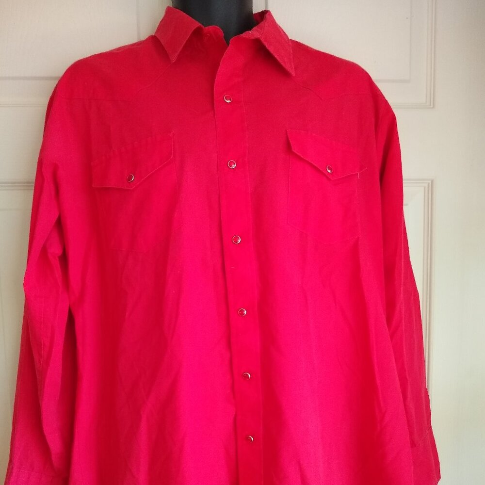 Men's Gold Collection by Karman Pearl Snap Western Cowboy Shirt Red Long Sleeve